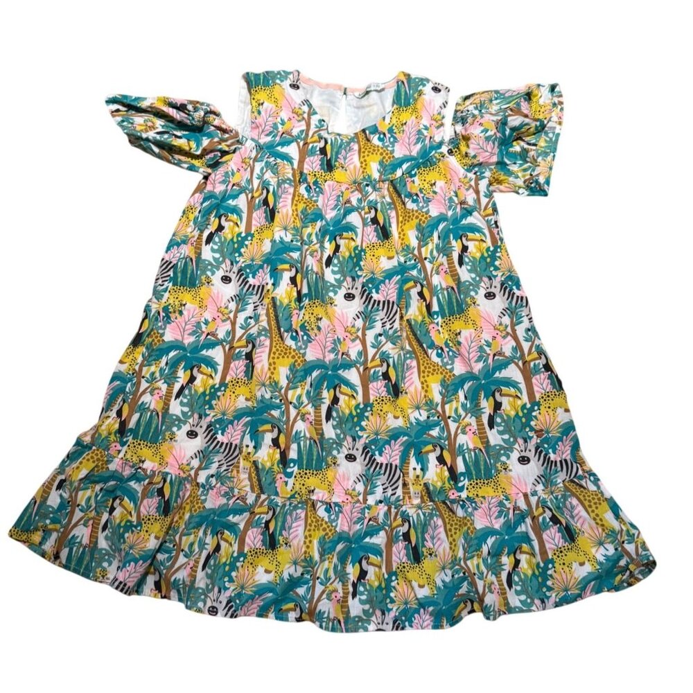 Bossini Floral Dress cold shoulders Size 7/8